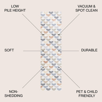 Dila Modern Hearts Geometric Machine-washable Area Rug